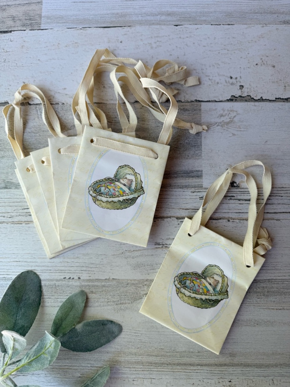Vintage Brambly Hedge Illustrated Small Mini Gift Bags Set of 6 (2000)